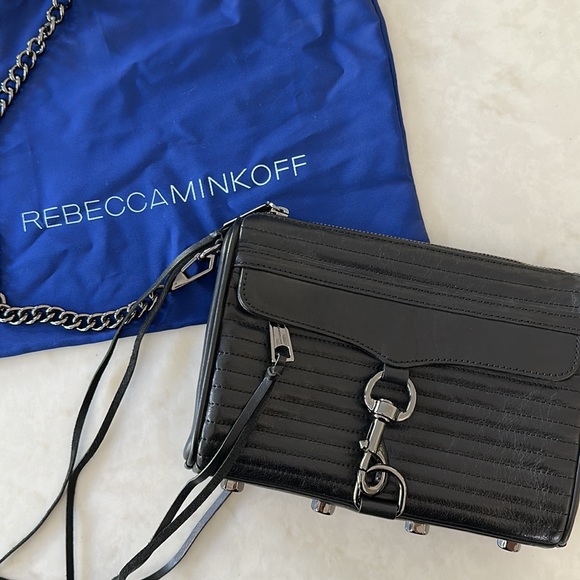 Rebecca Minkoff Quilted Mini MAC Crossbody Bag Black - Picture 2 of 13